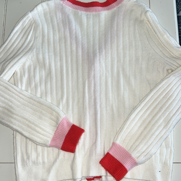 LOFT White Cardigan Pink and White Cardigan - Picture 3 of 4